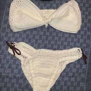 White strapless handmade Colombian bikini set